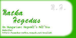matka hegedus business card